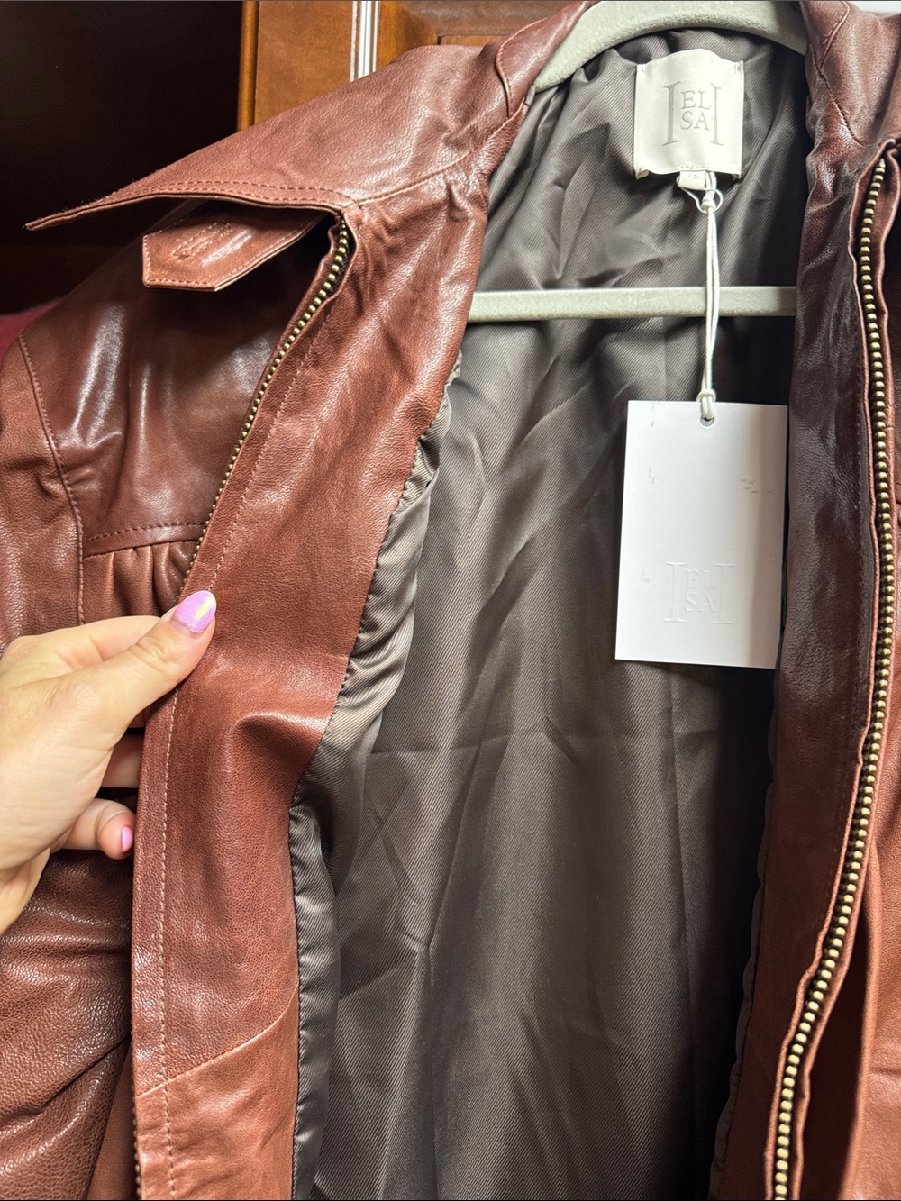 The Shirred Oversized Leather Jacket NWT - Picture 4 of 5